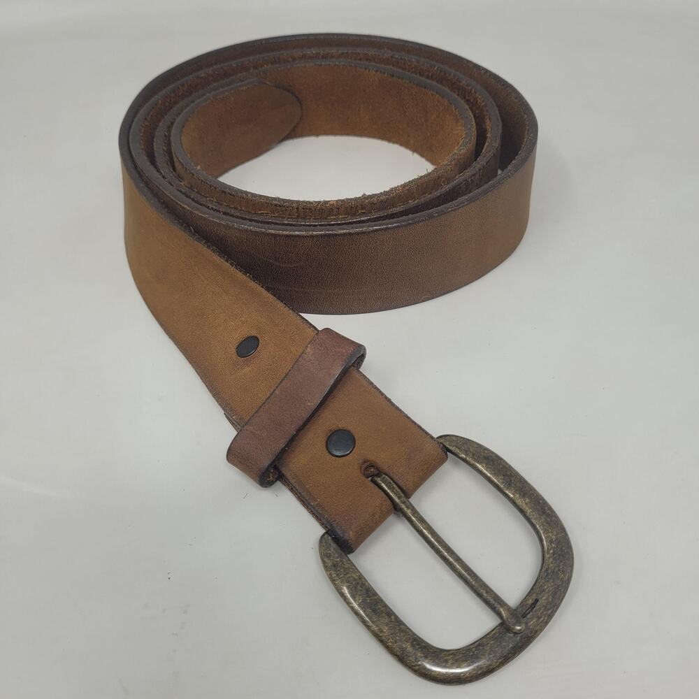 Justin Belt 46 Brown Leather Work Basic Belt Bark Antique Brass Buckle 232BD USA